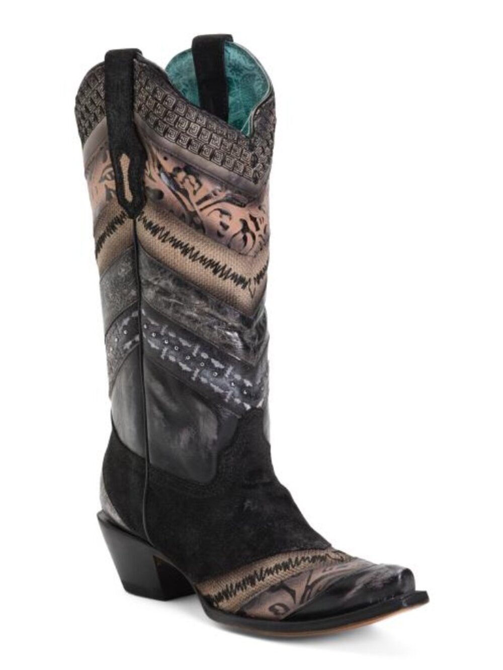 CORRAL BOOTS Made In Mexico Leather And Jute Embroidered Boots With Studs